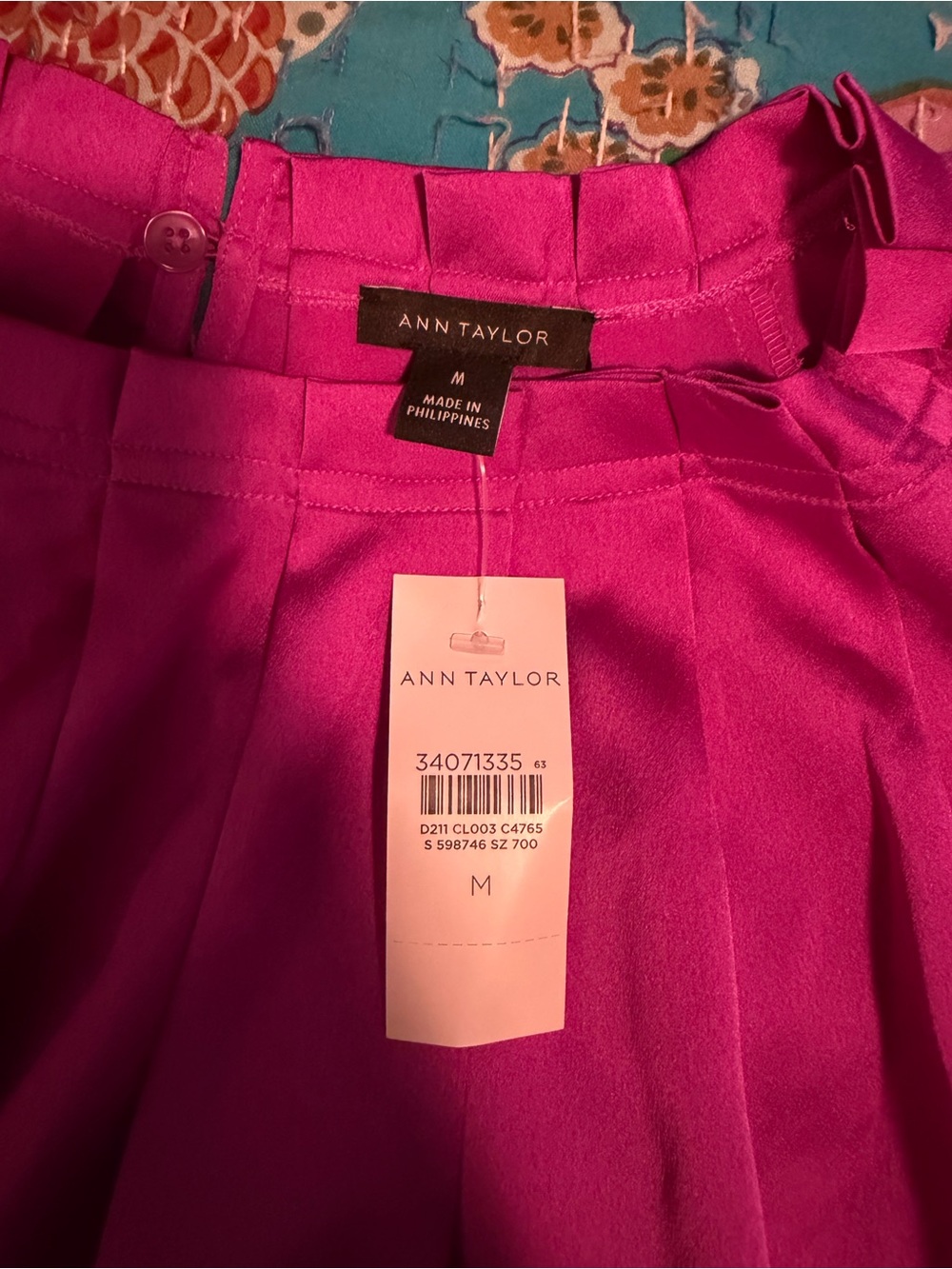 Ann Taylor Magenta Pleated Blouse